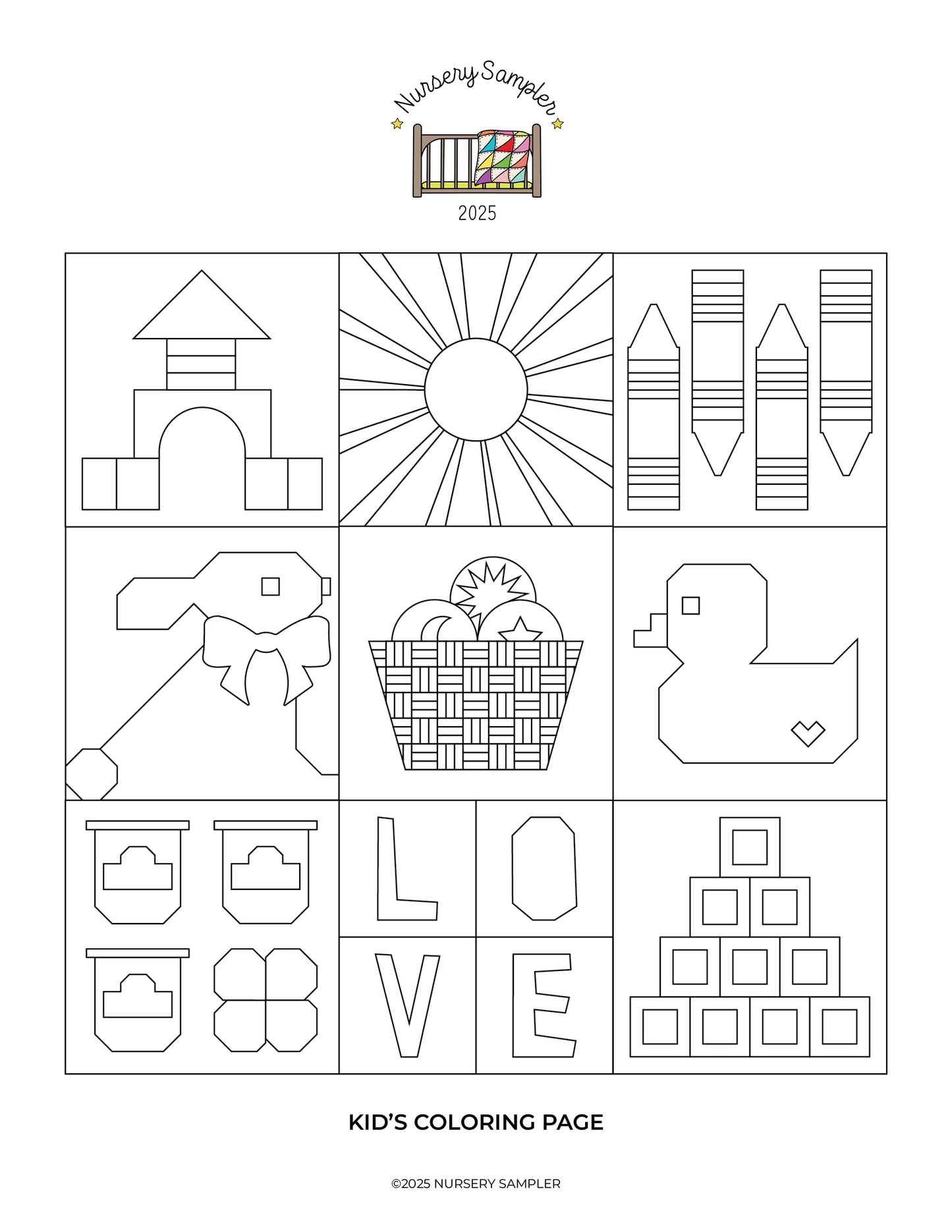 Nursery Sampler 2025 Kid's Coloring Page